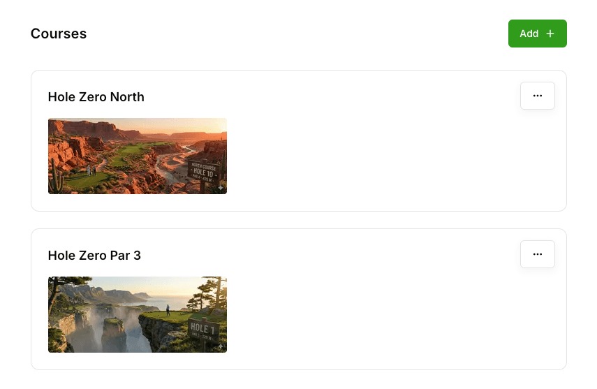 Course setup dashboard